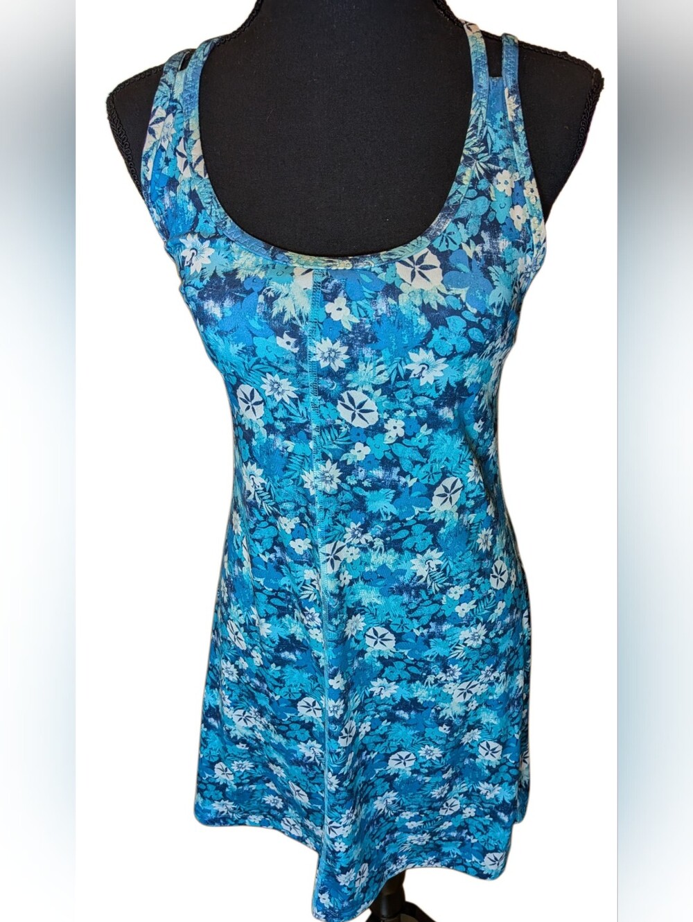 Patagonia Athletic Blue Floral Tank Bra Dress, XS